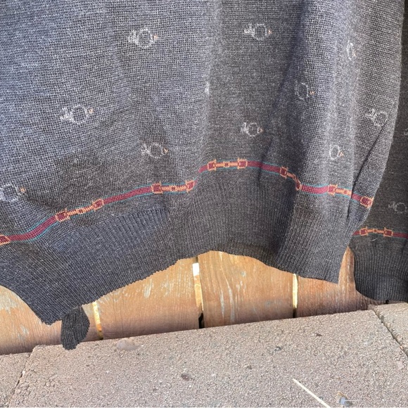 TRICOTS ST RAPHAEL Men’s Vintage Crew Neck Navy Pattern Wool Sweater Size XL - Picture 8 of 13